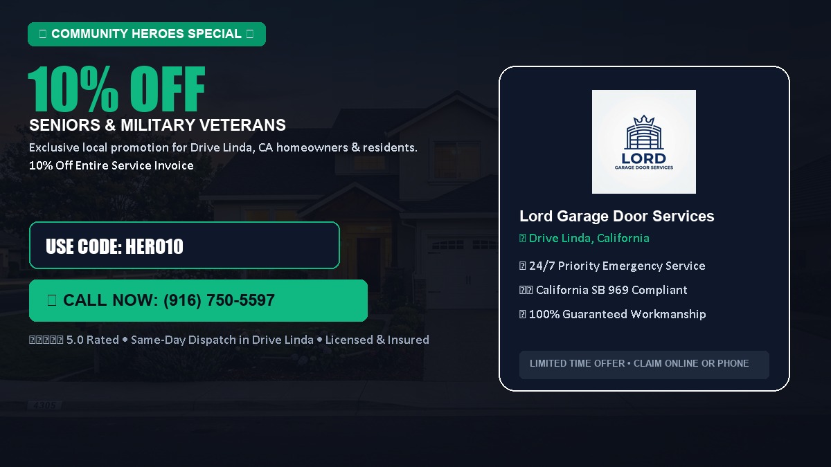 10% OFF Senior Citizens (65+) & Military / Veteran Community Discount in Drive Linda, CA