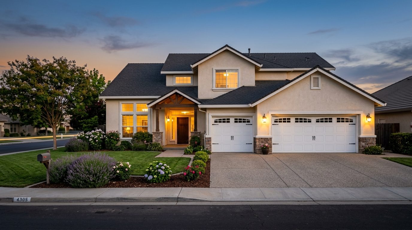 Lord Garage Door Services Exterior Closed Garage Door at Twilight